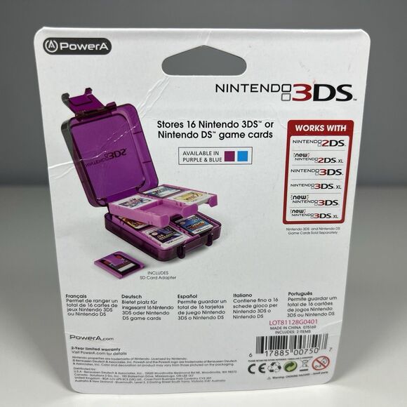 Nintendo 3DS Compact Game Case Clear Purple Stores 16 Game Cards New - Picture 2 of 2